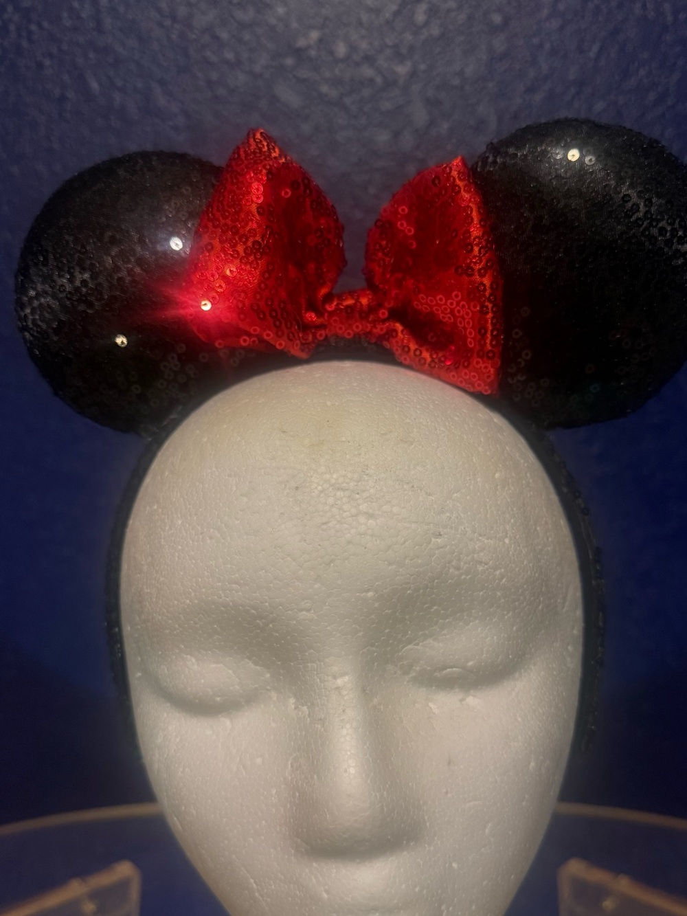 Sequin Minnie Mouse Ear Headband with Red Bow ❤️